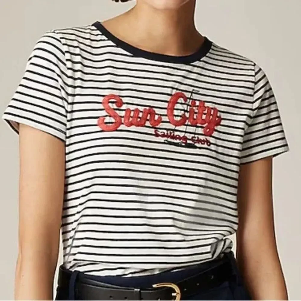J Crew Slim fit Sun City Sailing graphic T-shirt broken-in jersey Women M